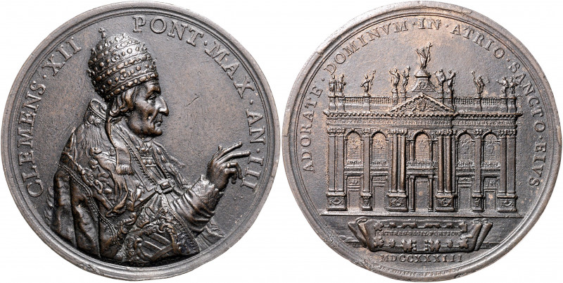 Vatikan Clemens XII. 1730-1740 Bronzegussmedaille 1733 (v. Hamerani) auf den Bau...