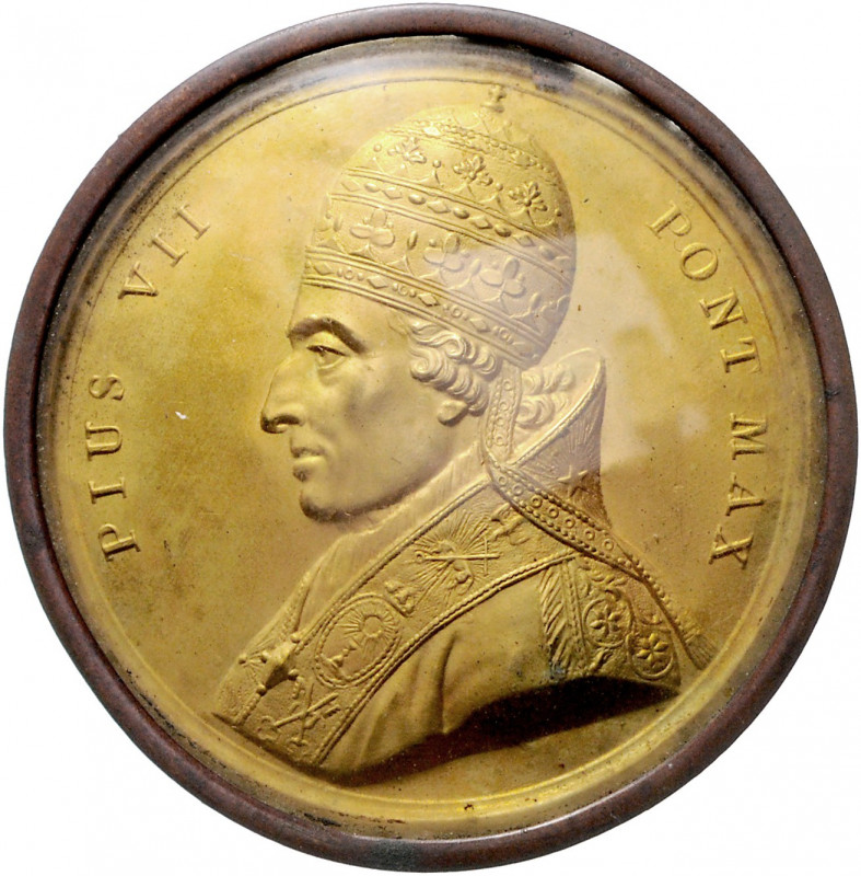 Vatikan Pius VII. 1800-1823 Lot von 2 Stücken: Ovale Bronzemedaille 1812 (v. Loq...