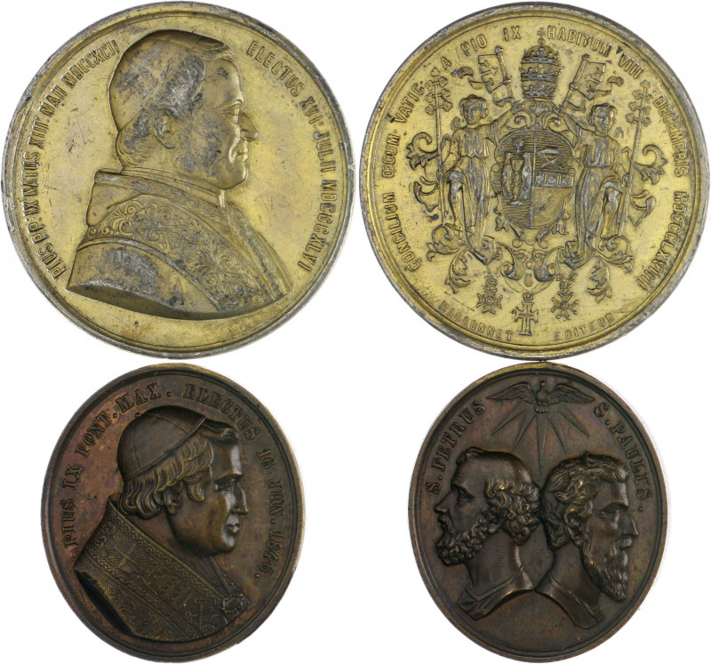 Vatikan Pius IX. 1846-1878 Lot von 2 Stücken: Aluminiummedaille 1846 (v. Massonn...