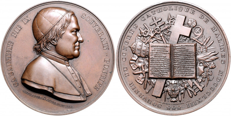 Vatikan Pius IX. 1846-1878 Bronzemedaille o.J. (v. Stordeur/Dehaen) auf den Kath...