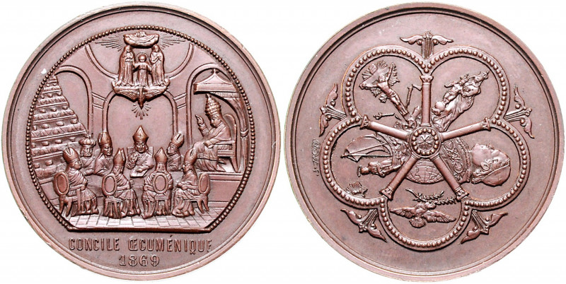 Vatikan Pius IX. 1846-1878 Bronzemedaille 1869 (v. Blanchet) auf das Erste Vatik...