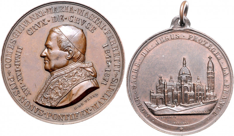 Vatikan Pius IX. 1846-1878 Lot von 2 Stücken: Bronzemedaille 1871 (v. de Vries) ...