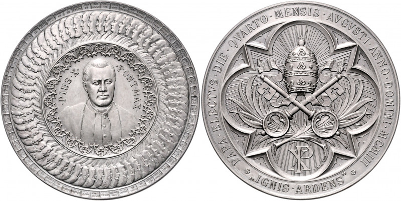 Vatikan Pius X. 1903-1914 Versilberte Bronzemedaille 1903 (v. M.&W.) auf seine W...