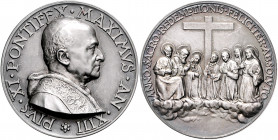 Vatikan Pius XI. 1922-1939 Silbermedaille o.J. mattiert AN XIII (v. Mistruzzi) auf die Heiligsprechung von 7 Heiligen Bartolotti 934. 
43,7mm 37,4g s...
