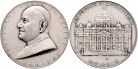 Vatikan Johannes XXIII. 1958-1963 Silbermedaille 1959 mattiert (v. Hartig) auf seine Ordination 
40,0mm 25,0g st