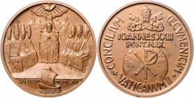 Vatikan Johannes XXIII. 1958-1963 Bronzemedaille 1962 (v. Monassi) auf das Zweite Vatikanische Konzil 
59,9mm 72,9g st