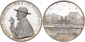 Vatikan Paul VI. 1963-1978 Lot von 2 Stücken: Silber- und Bronzemedaille AN III (v. Giampaoli) MANVS TVA DEDVCET ME, auf seine Pilgerreise ins Heilige...