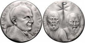 Vatikan Paul VI. 1963-1978 Silbermedaille o.J. mattiert AN V (v. Fazzini) auf den 1900. Jahrestag der Martyrien der Heiligen Peter und Paul, mit Punze...