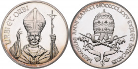 Vatikan Paul VI. 1963-1978 Silbermedaille 1975 (unsign.) URBI ET ORBI, mit Punze 999,9 
50,3mm 49,8g PP