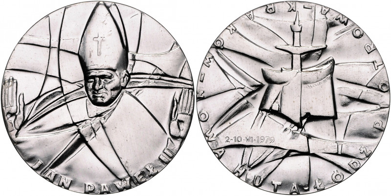 Vatikan Johannes Paul II. 1978-2005 Silbermedaille 1979 (unsign.) auf seinen Bes...