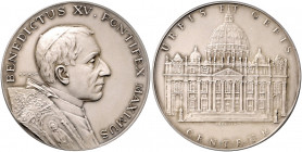Vatikan - Lot von 2 Silbermedaillen o.J. (v. Placht/Hartig): Zur Erinnerung an Benedikt XV., i.Rd: Punzen und 925 (mattiert 40,0mm 25,0g) und an Pius ...