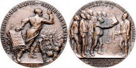 Medaillen von Karl Goetz Bronzemedaille 1919 auf die Stunde der Abrechnung in Versailles Kien. 225. 
fleckig 90,1mm 243,3g f.vz