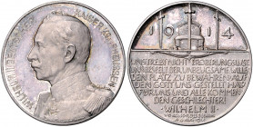 Erster Weltkrieg Silbermedaille 1914 (v. Lauer) auf die Reichstagsrede von Kaiser Wilhelm II., i.Rd: SILBER 990 Zetzm. 2016. 
33,4mm 18,2g herrliche ...
