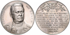 Erster Weltkrieg Silbermedaille 1914 (v. Lauer) Brustbild von Generalfeldmarschall Karl von Bülow / Eisernes Kreuz mit gekreuzten Schwertern und Lorbe...