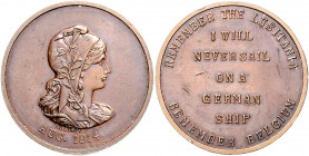 Erster Weltkrieg Bronzemedaille 1914 (v. EB Corvey) Propaganda zur Erinnerung an die 'Lusitania' 
33,3mm 15,6g, selten ss-vz