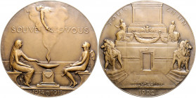Erster Weltkrieg Bronzemedaille 1922 (v. Bonnetain) auf die Gefallenen des Krieges 
70,4mm 115,0g f.st