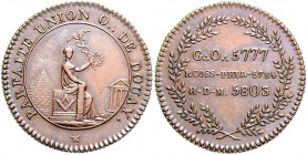 Freimaurer Bronzemedaille o.J. der Loge Parfaite Union de Douay, Rs: G :. O:. 5777 / ECOSS-PHIL 5784 / H-D-M 5803 Peltzer 520. Labouret 554. Gad. 1991...