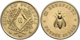 Freimaurer Messingmedaille o.J. JETON DE PRESENCE der Loge Bonaparte, Fondée en 5852 Labouret 159. 
25,2mm 5,7g vz