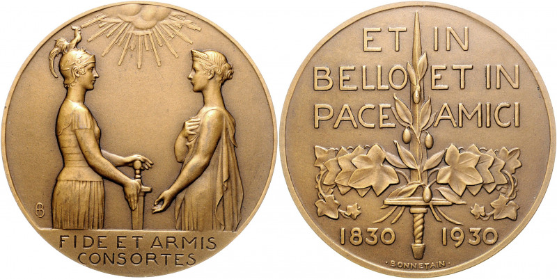 Jugendstil Bronzemedaille 1930 (v. Bonnetain) auf die 100-Jahrfeier der Unabhäng...