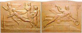 Jugendstil Bronzeplakette 1935 (v. Bonnetain) auf die Weltausstellung in Brüssel 
80x65mm 174,0g vz-st