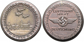 Luftfahrt Bronzierte r Zinkguss 1935 auf den Großflugtag Dresden Kai. 1123. 4. 
36,3mm 24,1g vz