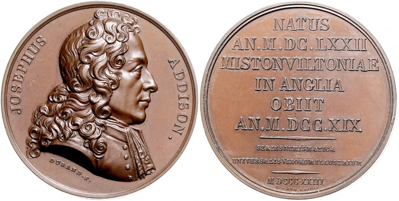 Numismatiker in nummis - Addison, Josef 1672-1719 Bronzemedaille 1823 (v. Durand...