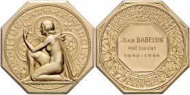 Numismatiker in nummis - Babelon, Jean 1889-1978 Vergoldete Bronzemedaille 1932 achteckig (v. Bazor) von der französischen Numismatischen Gesellschaft...
