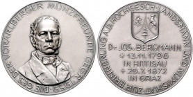 Numismatiker in nummis - Bergmann, Josef von 1796-1872 Silbermedaille o.J. mattiert (unsign.) Zur Erinnerung, von der Gesellschaft der Vorarlberger Mü...