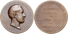 Numismatiker in nummis - Braemt, Joseph-Pierre 1796-1864 Bronzemedaille 1921 (v. Bonnel 1859) auf das 20. Bestehen der Medaillenfreunde in Brüssel Sch...