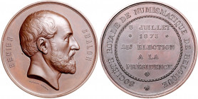 Numismatiker in nummis - Chalon, Renier 1802-1889 Bronzemedaille 1866 (v. Wiener) auf seine 25. Wahl zum Präsidenten der Kgl. Belgischen Numismatische...