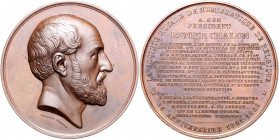 Numismatiker in nummis - Chalon, Renier 1802-1889 Bronzemedaille 1873 (v. Wiener) auf seine 25-jährige Präsidentschaft der Kgl. Belgischen Numismatisc...