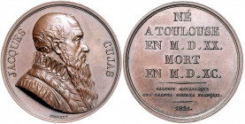 Numismatiker in nummis - Cujas, Jacques 1520-1590 Bronzemedaille 1821 (v. Pingret) mit Lebensdaten, aus der Serie 'Große Männer Frankreichs' Schmidt 3...