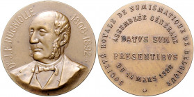 Numismatiker in nummis - Dugniolle, Dr. Jean F. 1808-1892 Bronzemedaille 1926 (v. Michaux) auf die Versammlung der Kgl. Belgischen Numismatischen Gese...