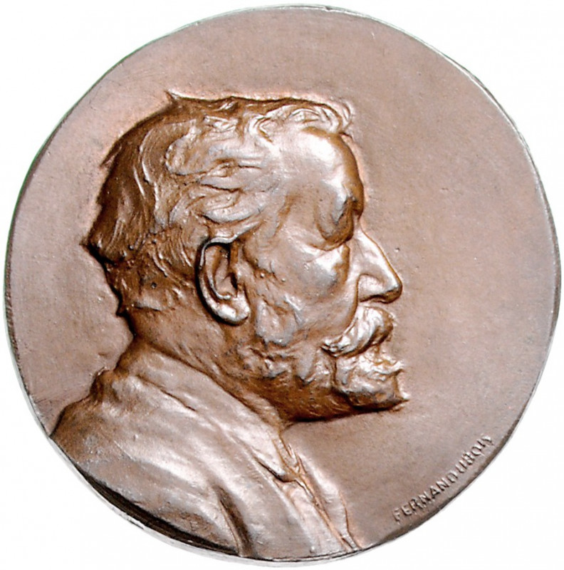 Numismatiker in nummis - Ferdinand-Dubois, Emile 1869-1952 Einseitige Bronzemeda...