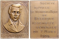Numismatiker in nummis - Gaillard, Victor Bronzeplakette 1909 (v. Devreese) auf die Versammlung der Kgl. Belgischen Numismatischen Gesellschaft Schmid...