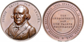 Numismatiker in nummis - Gelder, Petrus Smidt van 1762-1862 Bronzemedaille 1842 (v. IPS=Joh. Peter Schonberg) auf seinen Tod Schmidt 1338. M-G 11223. ...