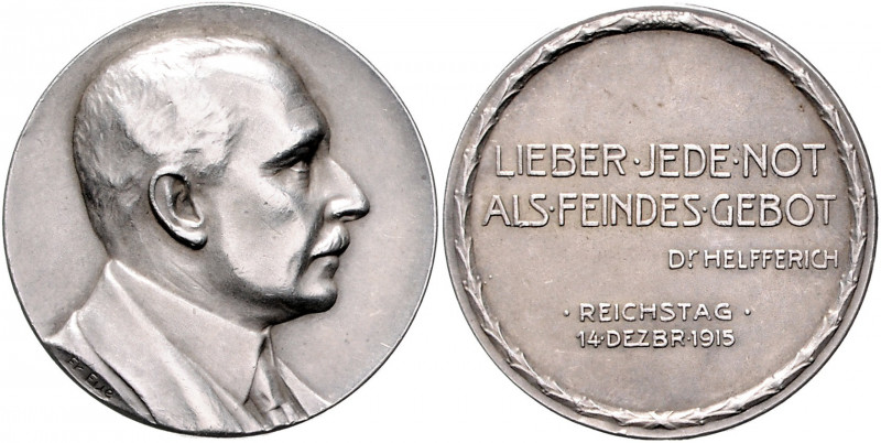 Numismatiker in nummis - Helfferich, Karl 1872-1924 Silbermedaille 1915 mattiert...