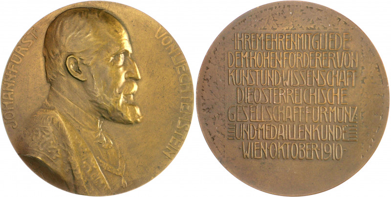 Numismatiker in nummis - Liechtenstein, Johan von 1840-1929 Bronzemedaille 1910 ...