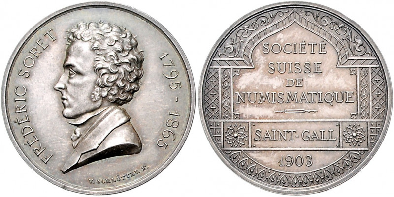 Numismatiker in nummis - Soret, Frederic 1795-1865 Silbermedaille 1903 (v. Schlü...