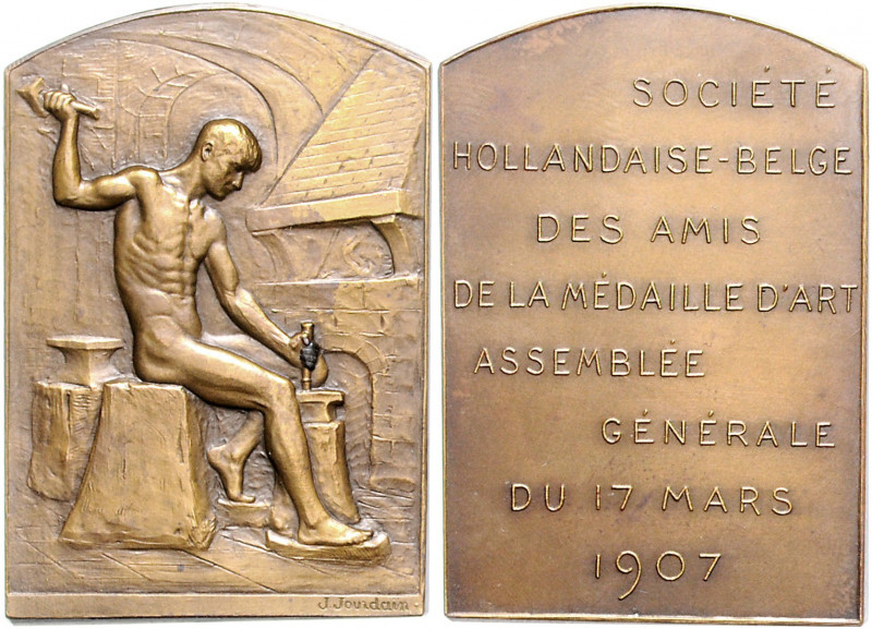 Numismatik in nummis - Numismatische Gesellschaften Bronzeplakette 1907 (v. Jour...