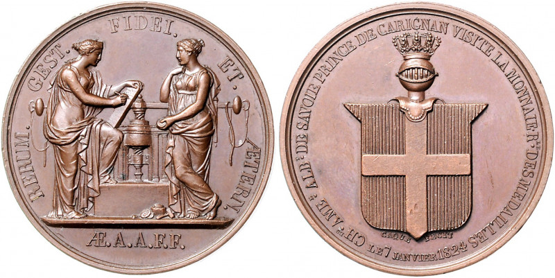 Numismatik in nummis - Münztechnik-Prägewerkzeuge Bronzemedaille 1824 (v. Caque)...