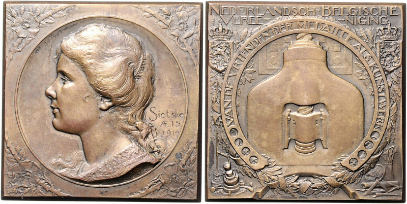 Numismatik in nummis - Münztechnik-Prägewerkzeuge Bronzeplakette 1917 (v. Wienec...