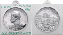 Schützenmedaillen - Lot von 3 Weißmetallmedaillen: 1894 auf das XI. Deutsche Bundesschießen in Mainz (m. Originalöse 33,2mm 4,7g), 1908 auf das XXIII....