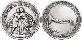 Allgemeine Medaillen Silbermedaille o.J. (um 1800) (unsign.) LEB WOHL! DENCK AN MICH! GUTE NACHT. Kahane -. G.P.H. -. 
34,5mm 11,7g sehr selten ss+