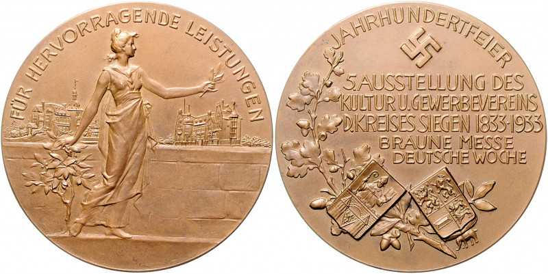 Allgemeine Medaillen Bronzemedaille 1933 (unsign.) Prämie der Ausstellung des Ku...