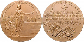 Allgemeine Medaillen Bronzemedaille 1933 (unsign.) Prämie der Ausstellung des Kulturgewerbevereins in Siegen zur 100-Jahrfeier 'Braune Messe - Deutsch...
