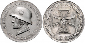 Allgemeine Medaillen Versilberte Zinkmedaille 1941 (v. R. Kissling/Deschler) der 3. Panzeraufklärungsabtlg. 7, 4. Panzerdivision, auf die Schlacht bei...