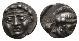 Greek AR Silver Obol, Ca. 350-300 BC..

Weight: 0.9 gr
Diameter: 10 mm