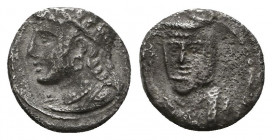 Greek AR Silver Obol, Ca. 350-300 BC..

Weight: 0.6 gr
Diameter: 9 mm