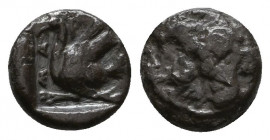 Greek AR Silver Obol, Ca. 350-300 BC..

Weight: 0.6 gr
Diameter: 9 mm